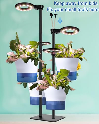 Indoor Plant Hydroponics Growing System Tower Kit with Grow Light (Large) - size: 20 inch