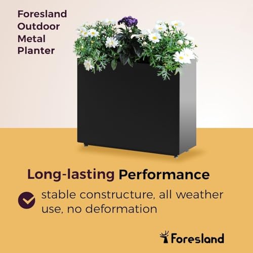 Metal Divider Planter, 30W x 11D x 24H, Black - color: Black, size: 30Wx11Dx24H