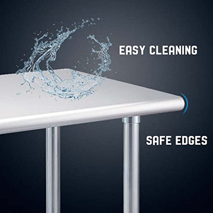 Profeeshaw Stainless Steel Prep Table 30''x36'' NSF Commercial Workbench - color: No Backsplash, size: 30''x36''