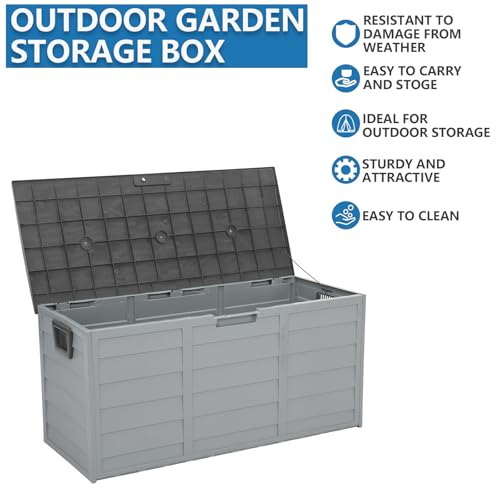 VINGLI 75 Gallon Outdoor Storage Box, Grey - color: Grey