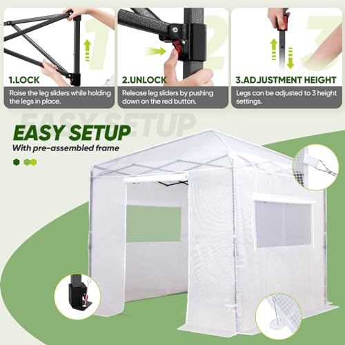 EAGLE PEAK 8x8 Easy Setup Pop Up Greenhouse, Clear/White - color: Clear/White, size: 8x8