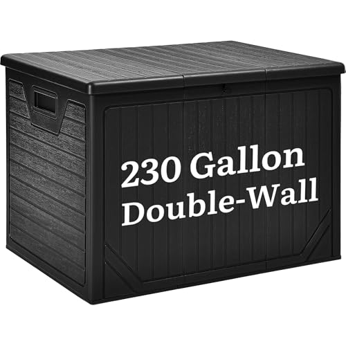YITAHOME XXL 230 Gallon Extra Large Outdoor Deck Box - color: Black, size: 230 Gallon
