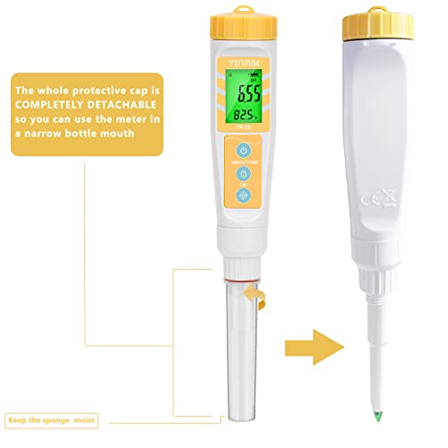 YINMIK Food pH Meter Digital pH Tester Spear pH Probe pH Reader for Canning - color: Yellow