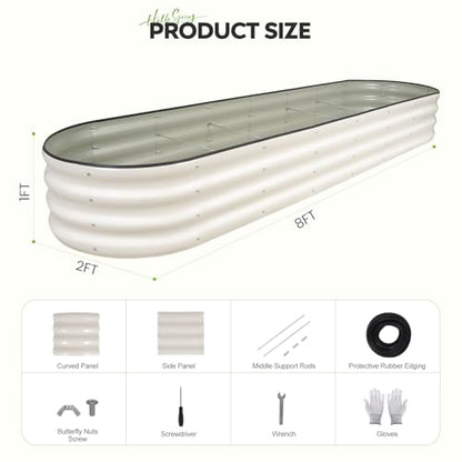 Galvanized Raised Garden Bed 2 PCS, 8x2x1ft Metal Planter Box White - color: White, size: 8x2x1ft(2pcs)