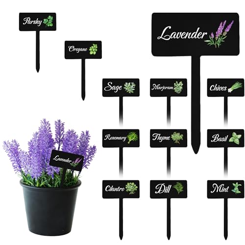 Acrylic Plant Labels 12 Styles with Herb Names for Garden Herbs - color: Black, size: 2.7 x 4 inch