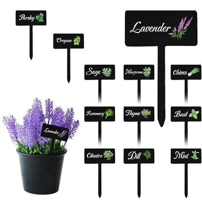 Acrylic Plant Labels 12 Styles with Herb Names for Garden Herbs - color: Black, size: 2.7 x 4 inch