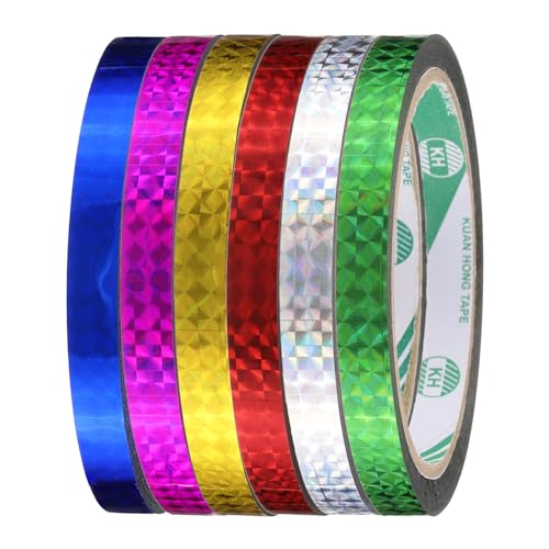 uxcell Holographic Tape 6 Rolls Self-Adhesive Reflective Prism Tape