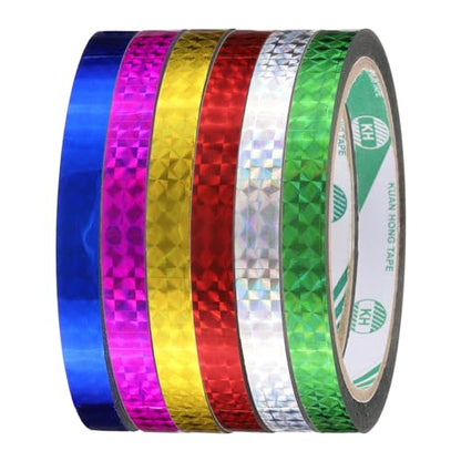 uxcell Holographic Tape 6 Rolls Self-Adhesive Reflective Prism Tape