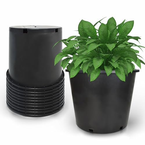 10-Pack 6.3 Gallon Round Planter Nursery Pots, Flower Plant Container Injection Molded Plastic Nursery Pots Gardening for Indoor Outdoor Vegetables, Succulents, Black - color: Black, size: Round-7Gallon-10pcs