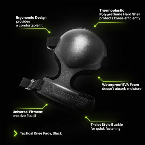 GRITR Tactical Knee Pads - Heavy Duty Professional Knee Protectors, Black - color: Black, size: Regular