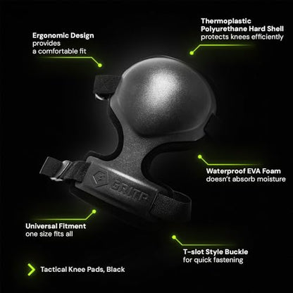 GRITR Tactical Knee Pads - Heavy Duty Professional Knee Protectors, Black - color: Black, size: Regular