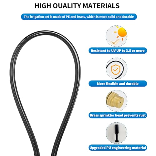 50FT Drip Irrigation System, Complete Garden Watering Kit with Rust-Proof Copper Nozzles - UV Stabilized Flexible Hose for Lawn, Greenhouse, Patio Plants - size: 50FT