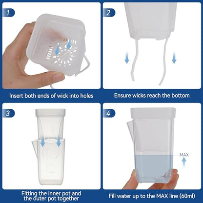 16 Pack 2" Mini Self Watering Pots Clear Deep Square Planters - size: 2"
