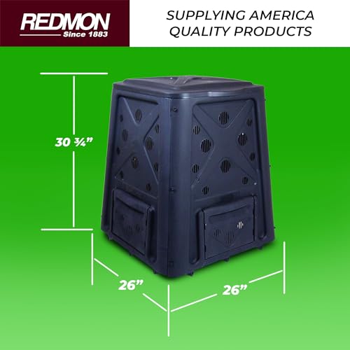Redmon Outdoor Compost Bin with Lift Off Lid, 65 Gallon, Black