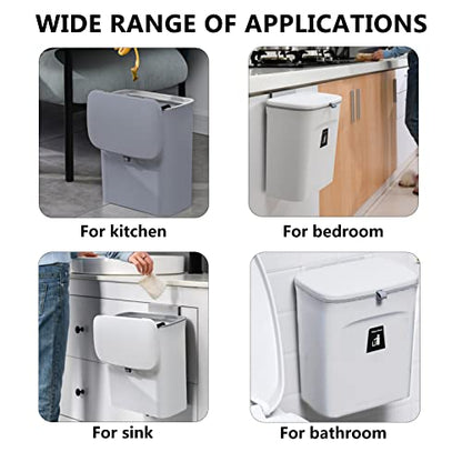 TOPROAD Kitchen Hanging Trash Can, 2.4 Gallon Wall Mount Bin with Lid