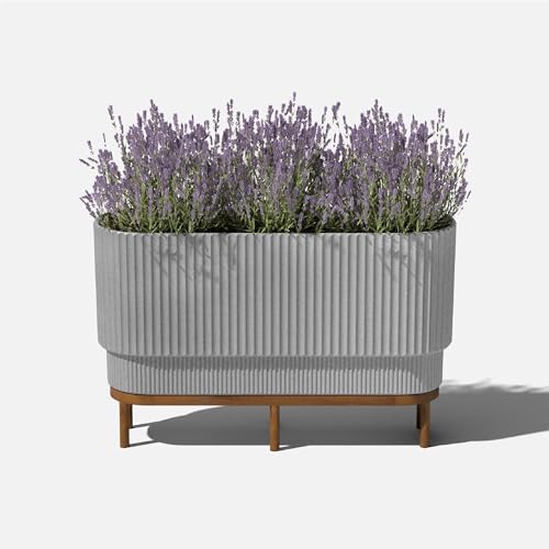 Veradek Demi Series Raised Long Planter - Wide Planter with Stand - color: Grey/Brown, size: 30 inch