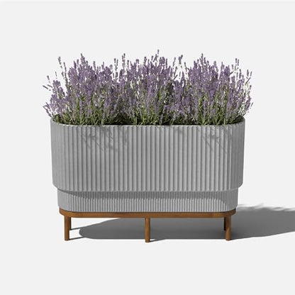 Veradek Demi Series Raised Long Planter - Wide Planter with Stand - color: Grey/Brown, size: 30 inch