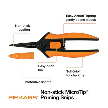 Fiskars 6" Non-Stick Pruning Snips, Resin-Resistant Garden Scissors - style: Non-Stick Snips