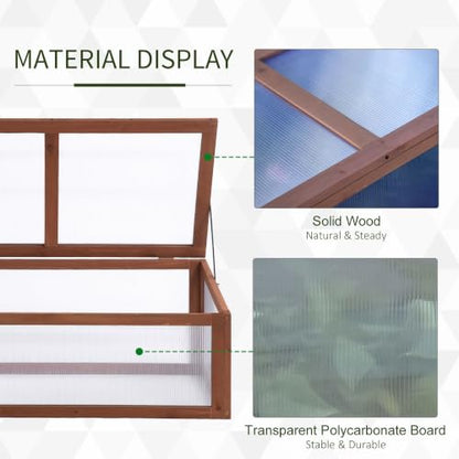 Outsunny Wooden Cold Frame Mini Greenhouse 39" x 26" x 16" Natural