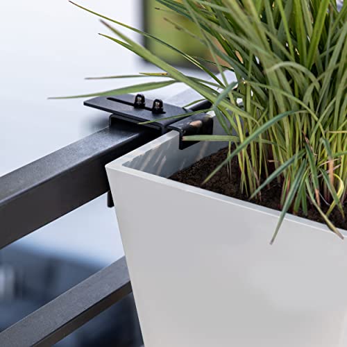 Veradek Pure Series Railing Planter - Tapered Window Box with Bracket - color: White, size: 36 inch
