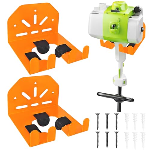 2 Pack Wall Mounted Tool Holder for Garage & Garden - Orange Metal Durable