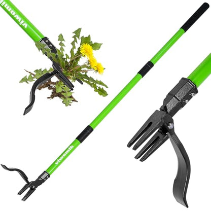 Weed Puller,Stand-Up Weeding Picker Tool,Detachable Hand Weed Root Remover Tool,with 4-Claw Steel Head & 3-Sectioal Pole Long Handle for Lawn/Yard and Garden Gripper Without Bending or Kneeling