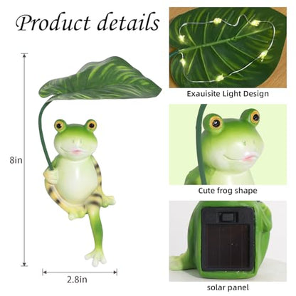 Solar Garden Statues Frog Garden Decor Figurine Lights with Umbrella for Outside,Yard Decorations Outdoor Patio Decor,Gardening Gifts for Women Mother's Day