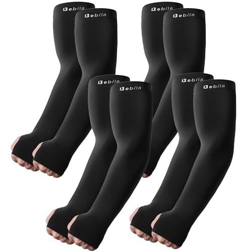 Arm Sleeves with Thumb Hole for Men Women Sun Protection UV Cooling Outdoor - color: Black, size: X-Large