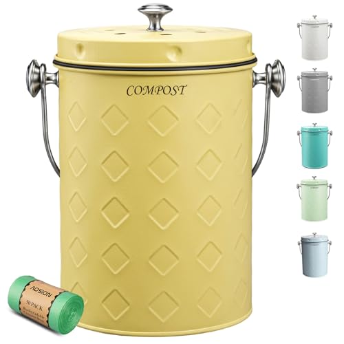 AOSION Countertop Compost Bin Kitchen,Odorless Indoor Compost Bin with Lid - color: Yellow