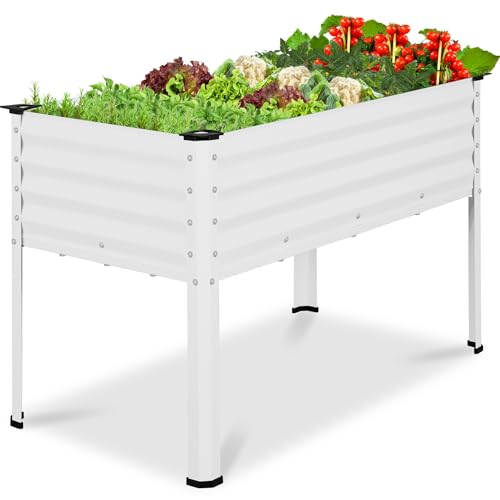 Best Choice Products 48x24x30in Galvanized Raised Garden Bed, Metal Elevated Planter Box, Vegetable Garden for Backyard, Patio, Balcony, 100% Non Toxic Materials - White - color: White, size: 48x24x30in