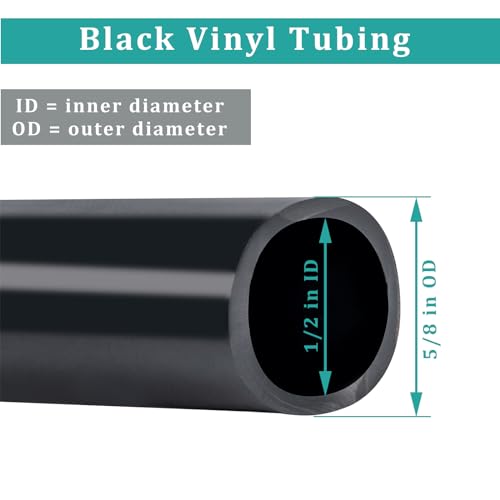 1/2" id - 25ft Black Vinyl Tubing Flexible PVC Irrigation Hose & 2 Clamps - size: 1/2" ID, style: 25 Feet
