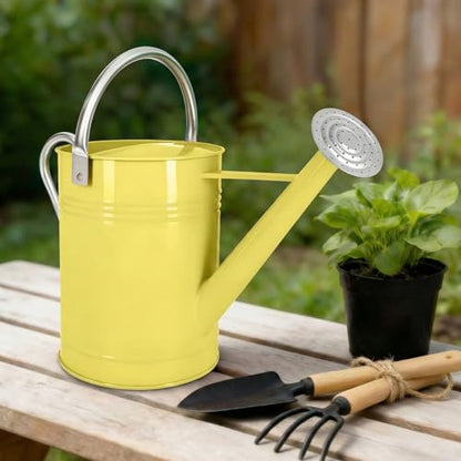 Metal Watering Can for Outdoor Plants, 1.7 Gallon Yellow Garden Watering Can for Flower, Houseplants, Galvanized Finish - color: Yellow-new