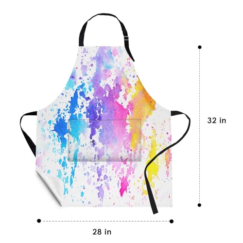 Britimes Apron with Pockets, 32x28 inch, for Women Men, Colorful Paint - color: Watercolor