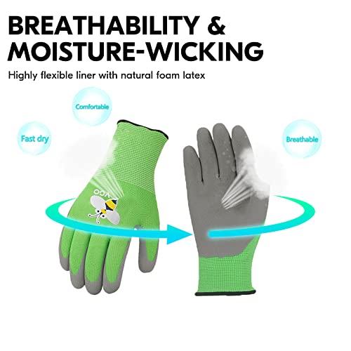 Vgo... 1-Pair Age 5-7 Kids Gardening Gloves, Children Yard Work Gloves, Soft Safety Rubber Gloves (XXS, Green, KID-RB6013) - color: 1 Pair - Green, size: XXS Age 5-7 (Pack of 1)
