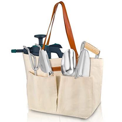 Garden Tool Bag, Canvas Garden Tote With Pockets for Gardening