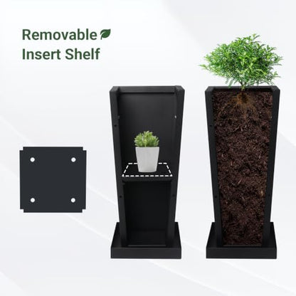 24" Metal Tall Outdoor Planters Set of 2, Durable & Wealtherproof - size: 24" H