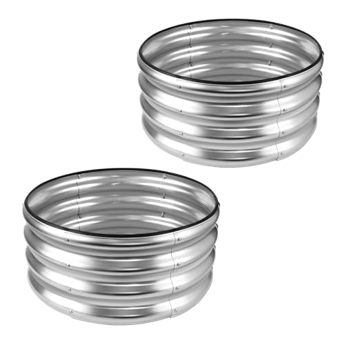 JERIA Raised Garden Bed,Galvanized Raised 2 PCS 2×2×1ft Planter Boxes Outdoor with Easy Assembly, Round Garden Bed for Vegetables, Fruits, Flowers - size: 2×2×1ft(2pcs)