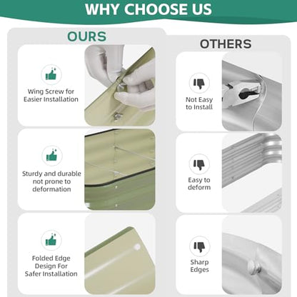 3 in 1 Galvanized Raised Garden Bed, 4x2x1ft, 2Pack, Green - color: Green, size: 4x2x1ft (2packs)