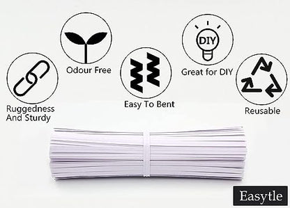 Easytle 1200 Pcs 5" White Paper Twist Ties Bread Ties White Twist Ties Twisty-Ties Bag Ties Twist Ties for Bags Bread Wire Ties Twist Tie for Party Cello Candy Bread Coffee Bags Cake Pops (Pack of 3) - size: 1200 Pcs (Pack of 3)
