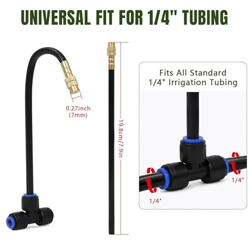 Drip Irrigation Nozzles 40 Pack, 8 Inch Adjustable Sprayers for 1/4 Tubing - size: 40
