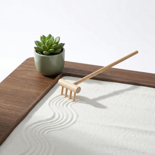 Garneck 64Pcs Mini Zen Garden Rakes Bamboo Sand Rake Set for Desktop Trays - size: 14X3.5CM