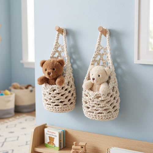 2 Pack 4-inch Macrame Wall Plant Hanger Hanging Planters, Beige - color: Beige, size: 4in