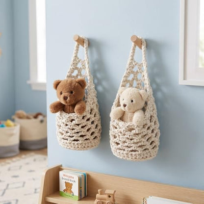 2 Pack 4-inch Macrame Wall Plant Hanger Hanging Planters, Beige - color: Beige, size: 4in