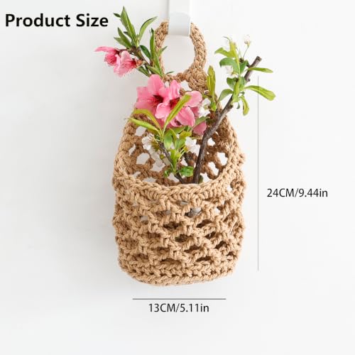 2 Pack Macrame Wall Hanging Plant Holder, Woven Basket Wall Planter for Indoor Greenery, Suitable for 4 Inch Small Plant Pots