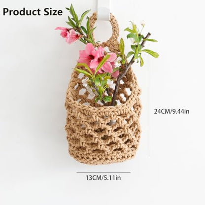 2 Pack Macrame Wall Hanging Plant Holder, Woven Basket Wall Planter for Indoor Greenery, Suitable for 4 Inch Small Plant Pots