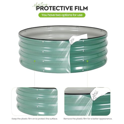 Galvanized Raised Garden Bed, 2 PCS 3x3x1ft Round Planter LotusGreen - color: Lotusgreen, size: 3x3x1ft