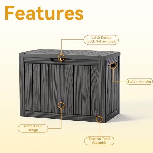 50 Gallon Outdoor & Indoor Deck Storage Box, Waterproof Lockable Patio Storage Container for Gardening Tools, Picnic Supplies, Easy to Assemble, Black