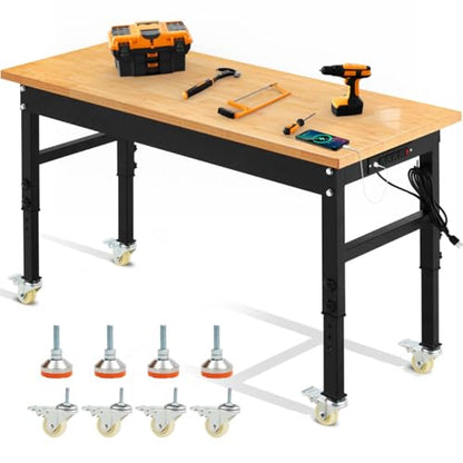 Antifir 60'' Adjustable Workbench, Heavy Duty Workstation - size: 60"x24"|Socket