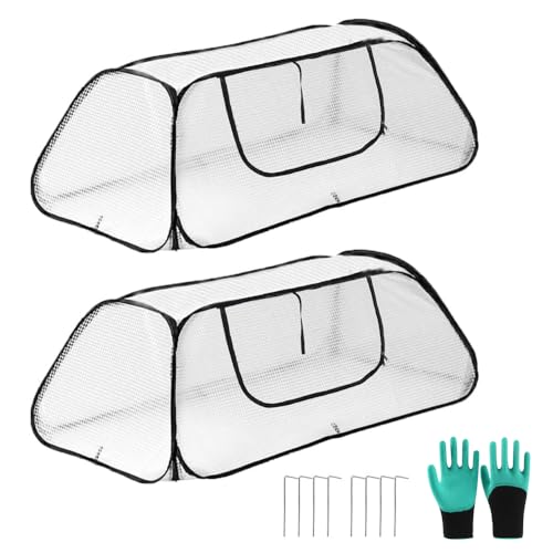 2 Pack Pop Up Garden Row Cover, 45x22x16 for Raised Beds - color: White-2