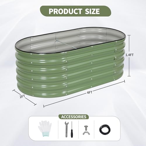 Galvanized Raised Garden Bed - 2 Pcs 4x2x1.4FT Planter Box, Green - color: Green, size: 4x2x1.4ft